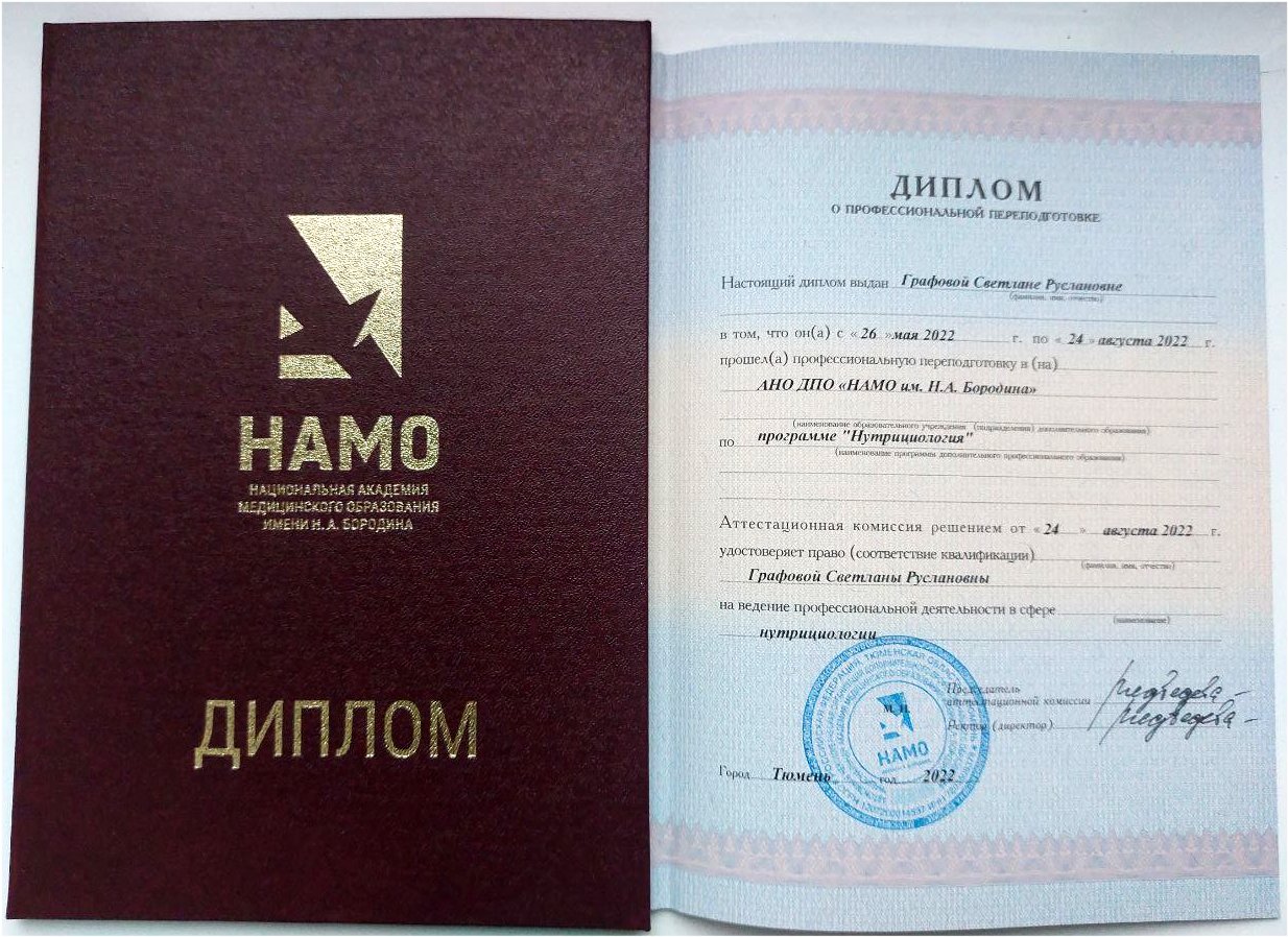 Диплом нутрициолога